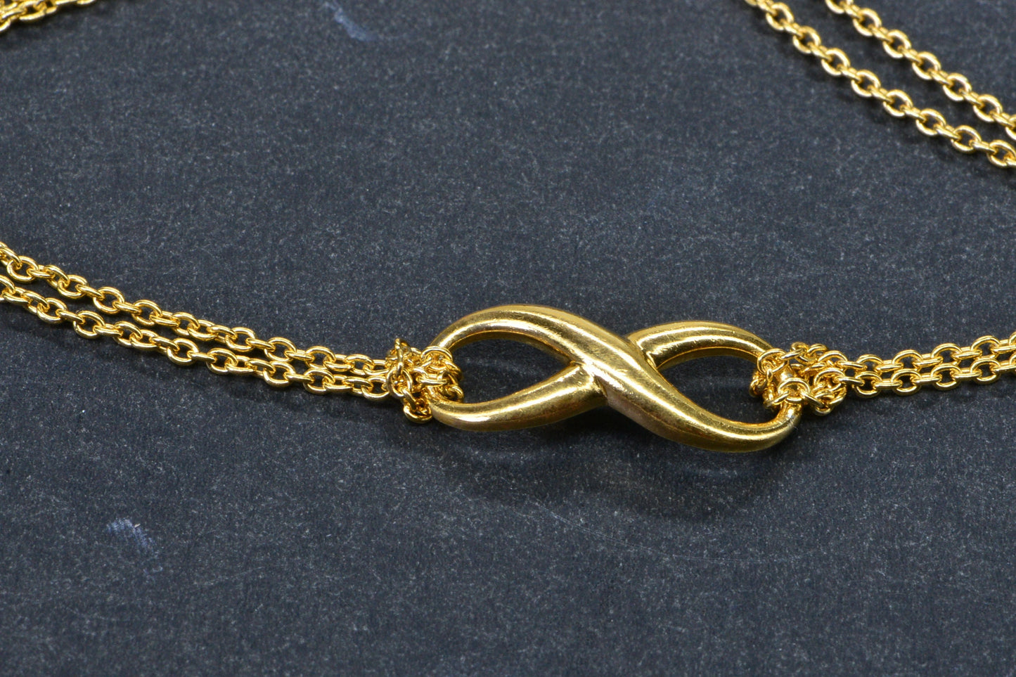 24K Gold Vermeil Infinity Bracelet: Delicate Double Row Chain