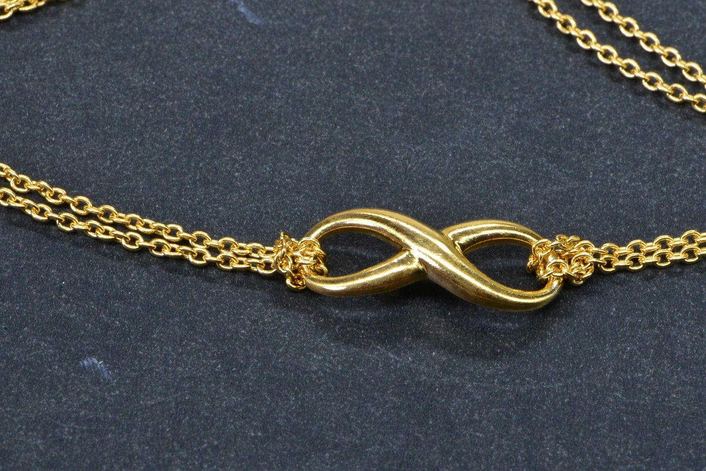 24K Gold Vermeil Infinity Bracelet: Delicate Double Row Chain