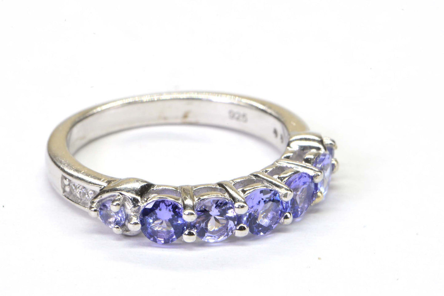 Tanzanite Band Rings Trillion Cut Stone Multi Stone Sterling Silver  Birthstone December