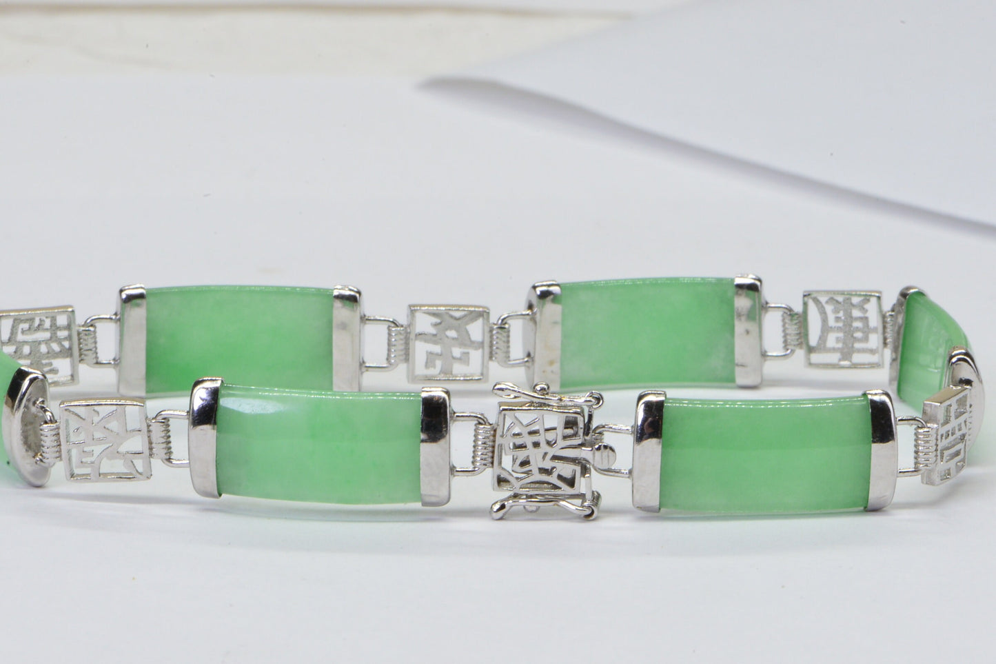 Burmese Multi-Color Jade Sterling Silver Link Bracelet