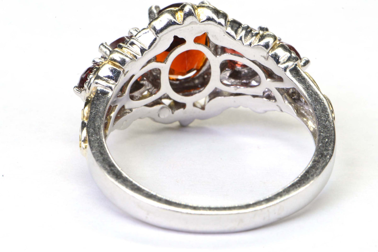 Garnet Multi Stone Ring Gold and Sterling Silver Gems Birthstone January Vintage Ring