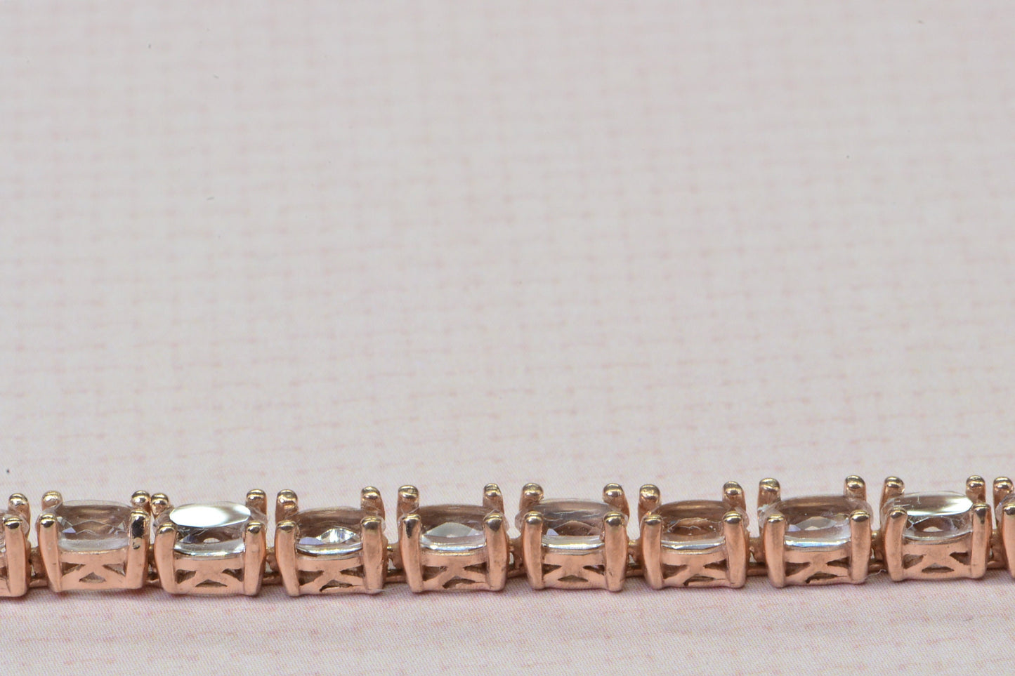 Morganite Tennis Bracelet, Rose Gold Vermeil Sterling Silver
