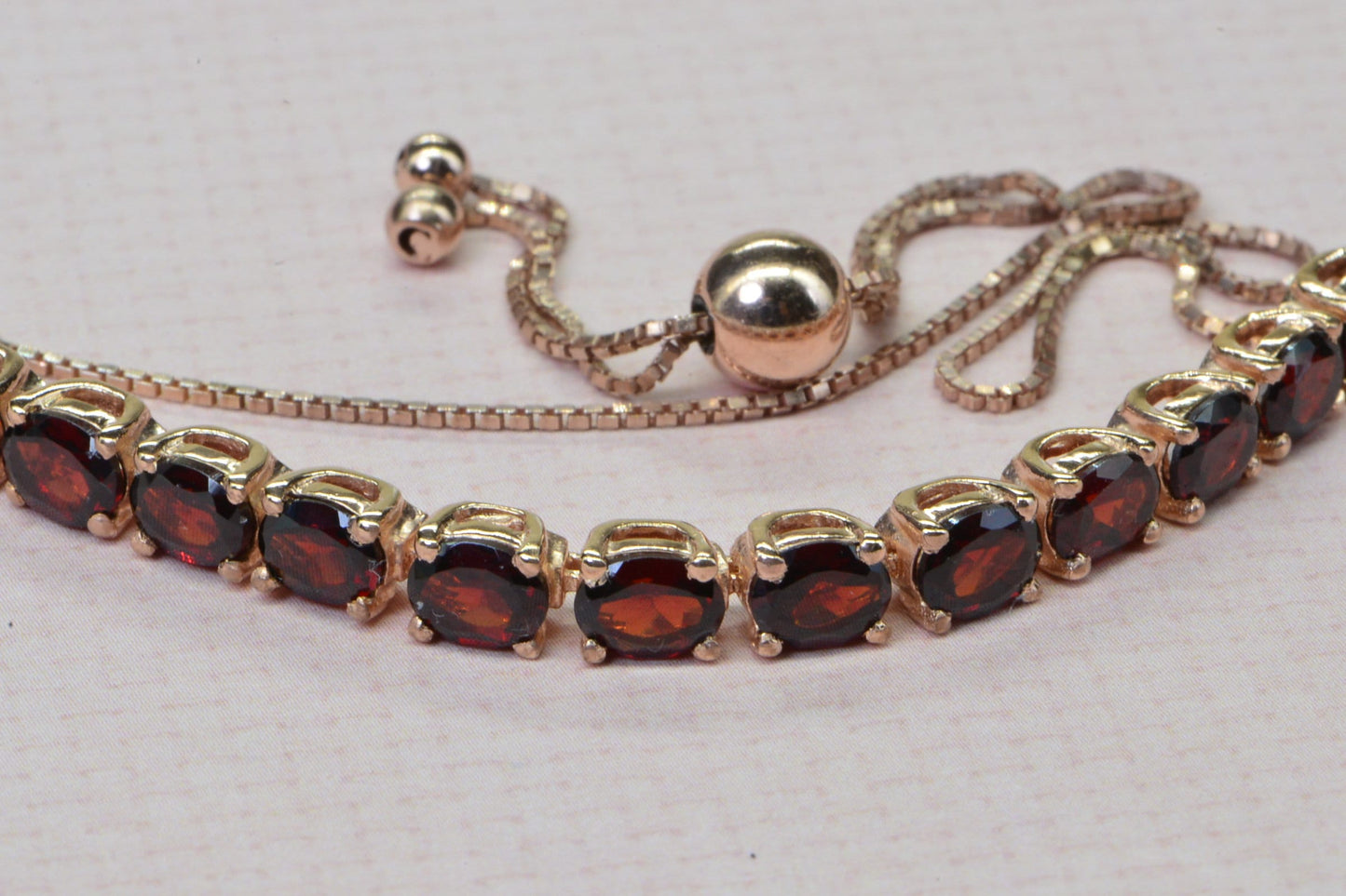Rhodolite Garnet Bracelet • Rose Gold over Sterling Silver • Handmade Stackable Bracelet • Genuine Garnet Jewelry • Gift for Her