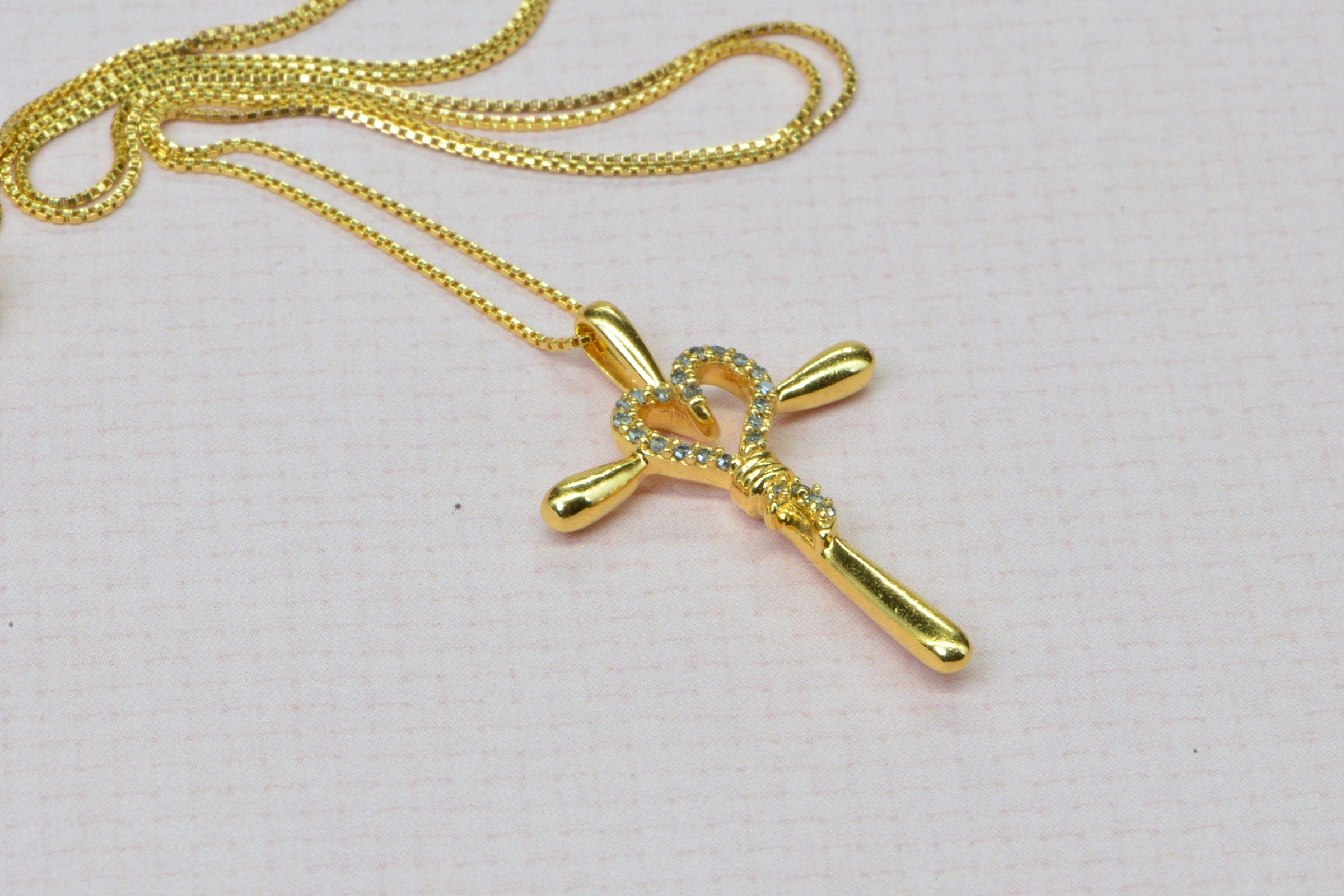 Natural Diamond 24K Yellow Gold Over Sterling Silver Cross Pendant