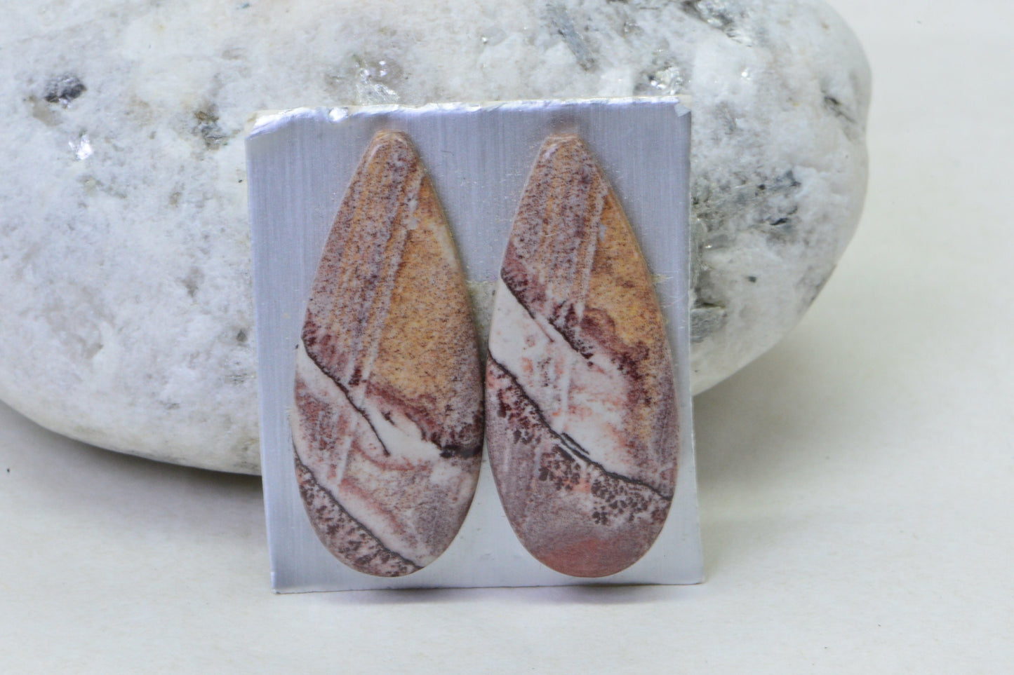 Sonora Jasper Cabochon Matches Pairs Teardrop Undrilled Cabochon   Mocha Brown Wire wrapped Jewelry Supply