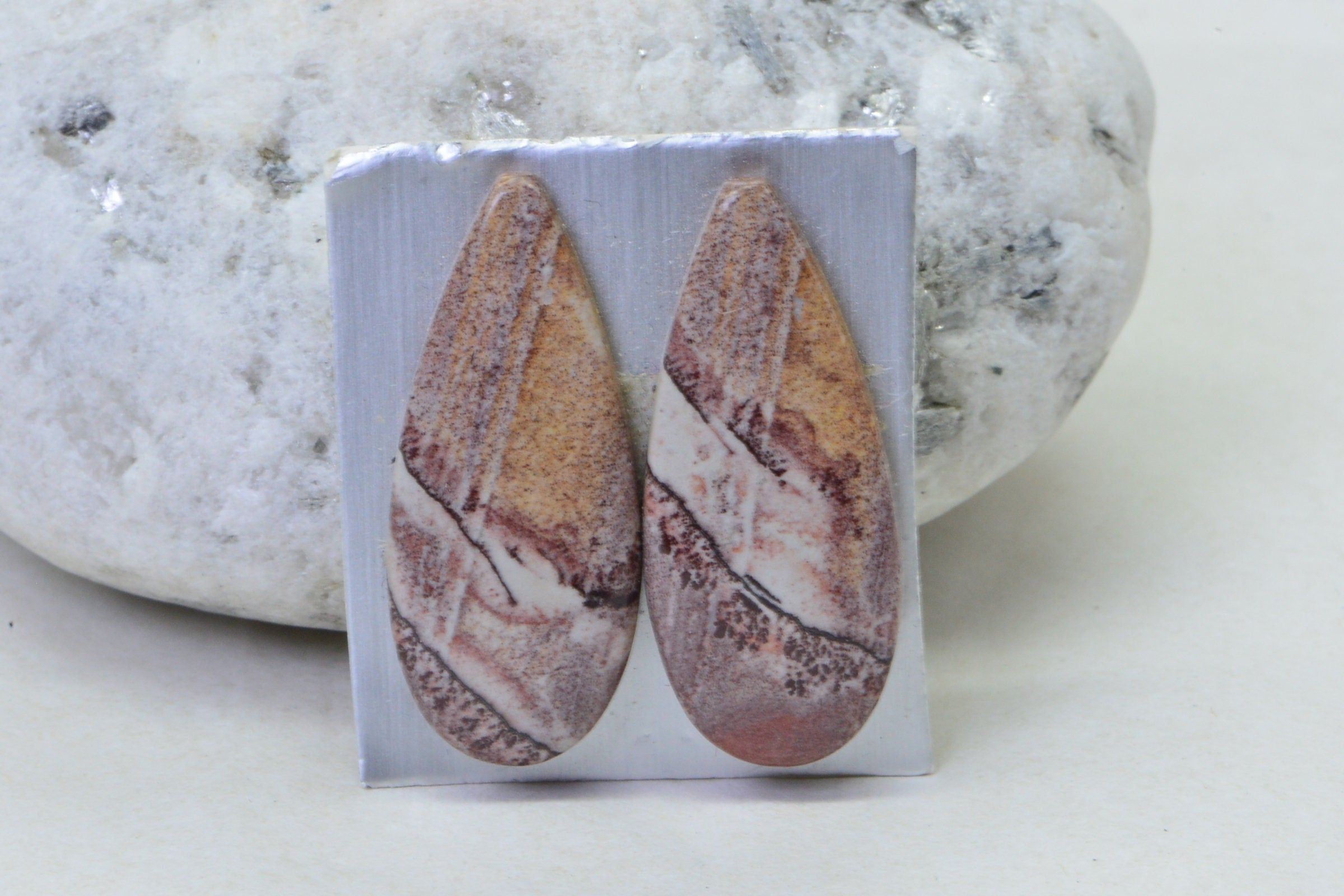 Sonora Jasper Cabochon Matches Pairs Teardrop Undrilled Cabochon   Mocha Brown Wire wrapped Jewelry Supply