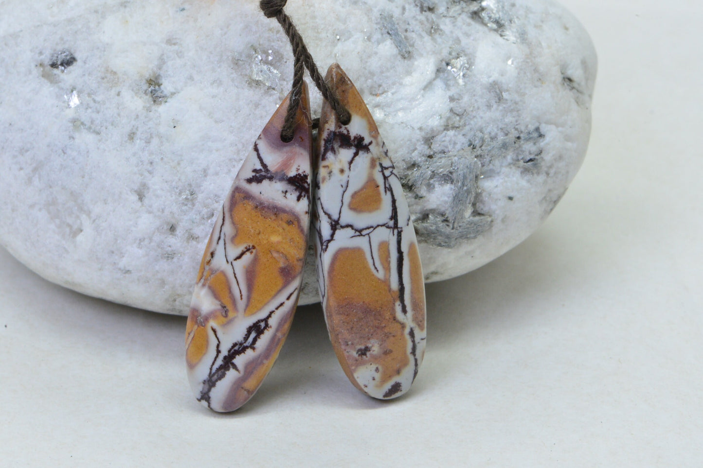 Moroccan mookaite Picture Jasper Matched Pair Cabochon drilled