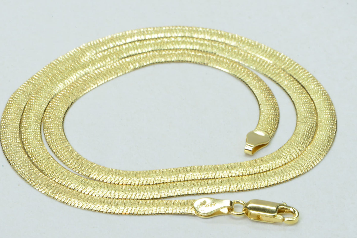 14K Yellow Gold Flat Snake Skin Diamond Cut Chain 20 inch necklace