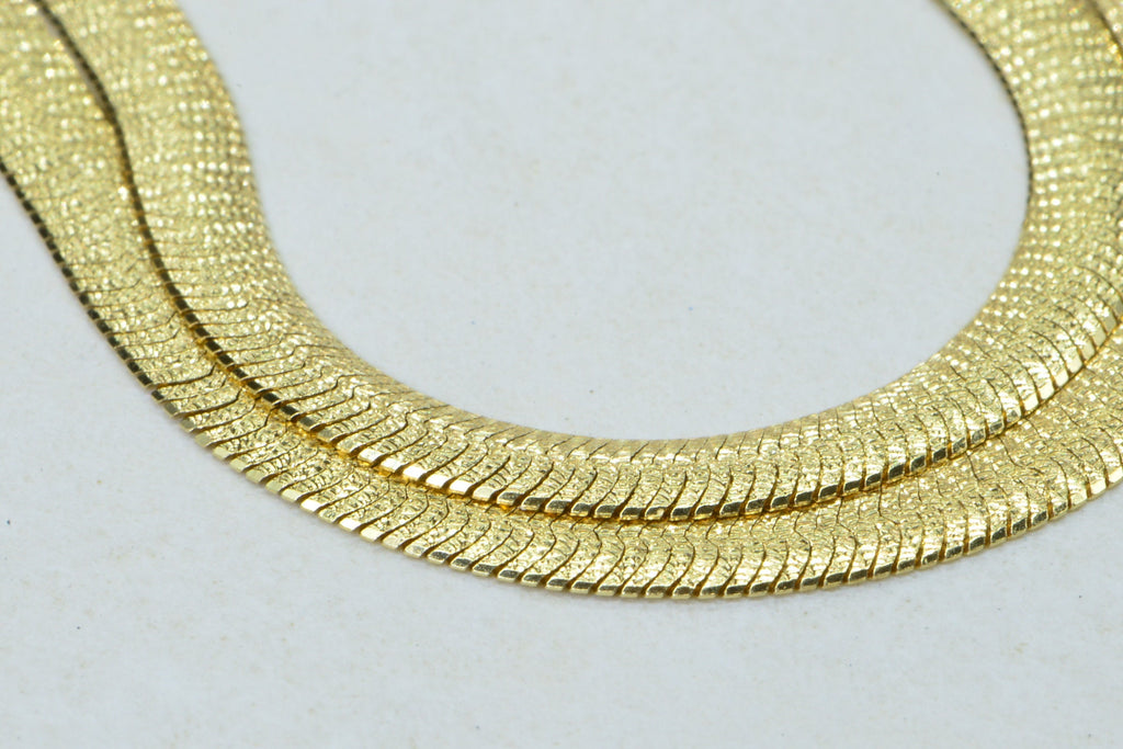 14K Yellow Gold Flat Snake Skin Diamond Cut Chain 20 inch necklace