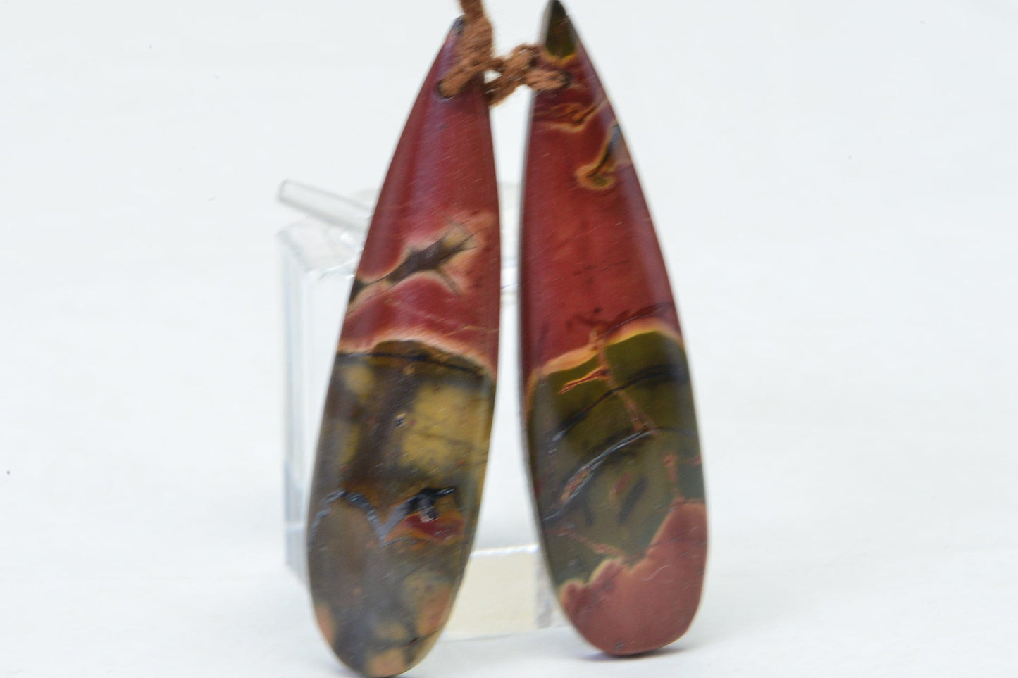 Red Creek Jasper Long Teardrop  Cabochon Natural Gemstone Orange Brown Green Picasso Jasper