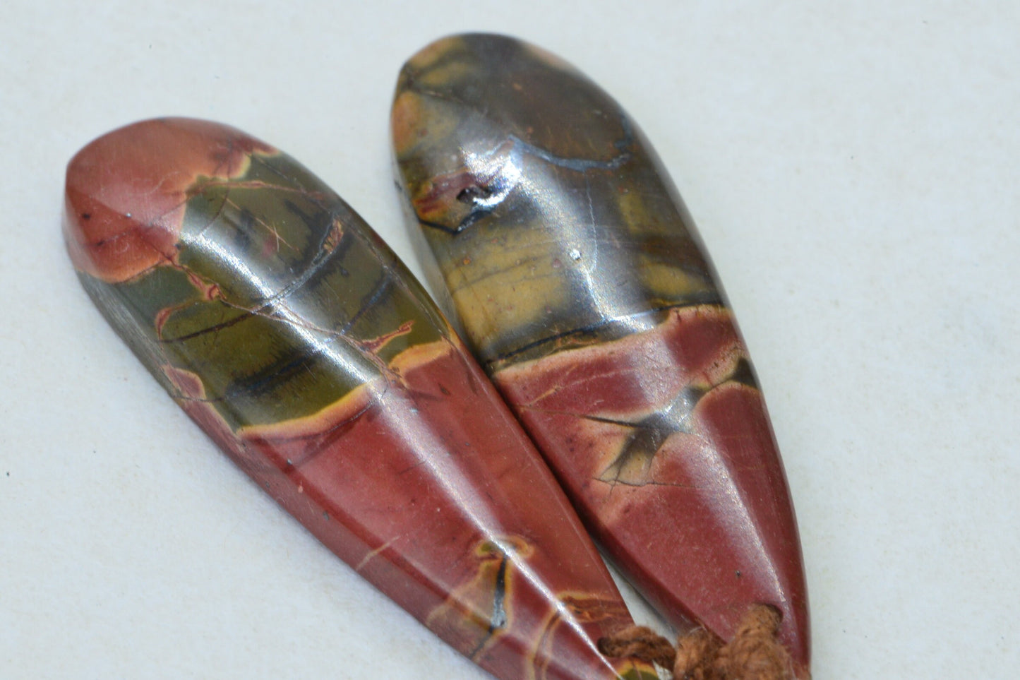 Red Creek Jasper Long Teardrop  Cabochon Natural Gemstone Orange Brown Green Picasso Jasper