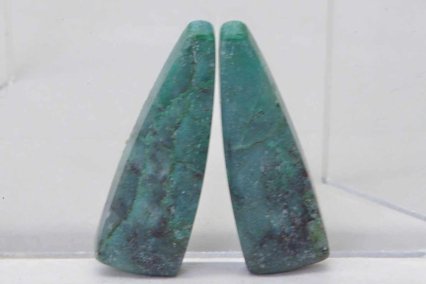 Chrysocolla Matched Pair Cabs Natural Gemstone Undrilled Teardrops Cabochon Blue Green Set For Earrings