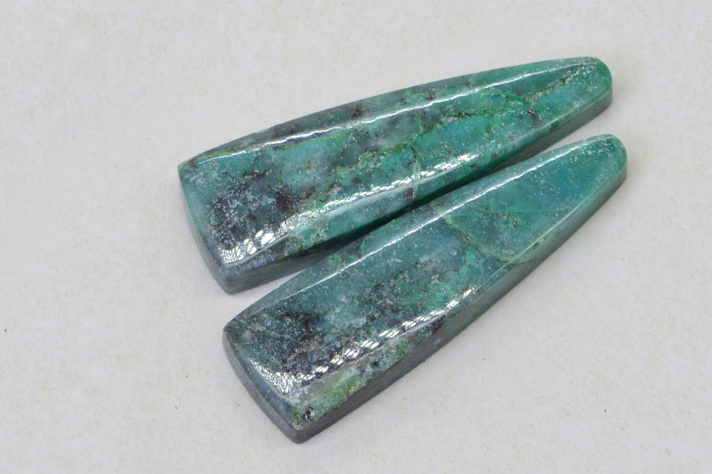 Chrysocolla Matched Pair Cabs Natural Gemstone Undrilled Teardrops Cabochon Blue Green Set For Earrings