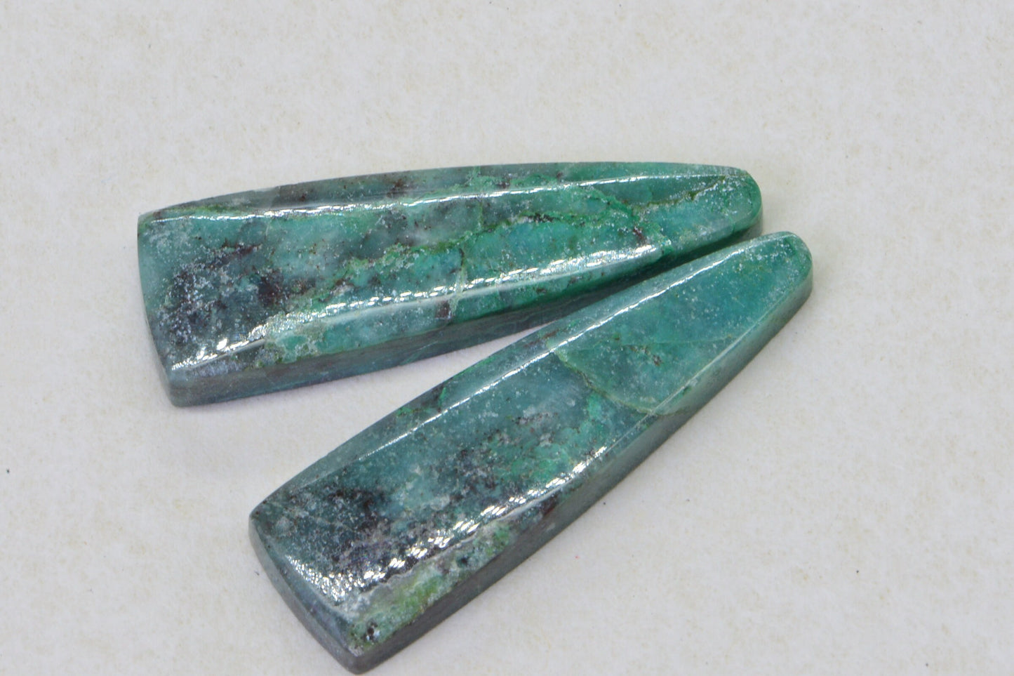 Chrysocolla Matched Pair Cabs Natural Gemstone Undrilled Teardrops Cabochon Blue Green Set For Earrings