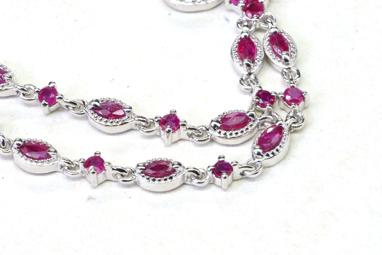 Sterling Silver Ruby Necklace, Delicate Flower Choker