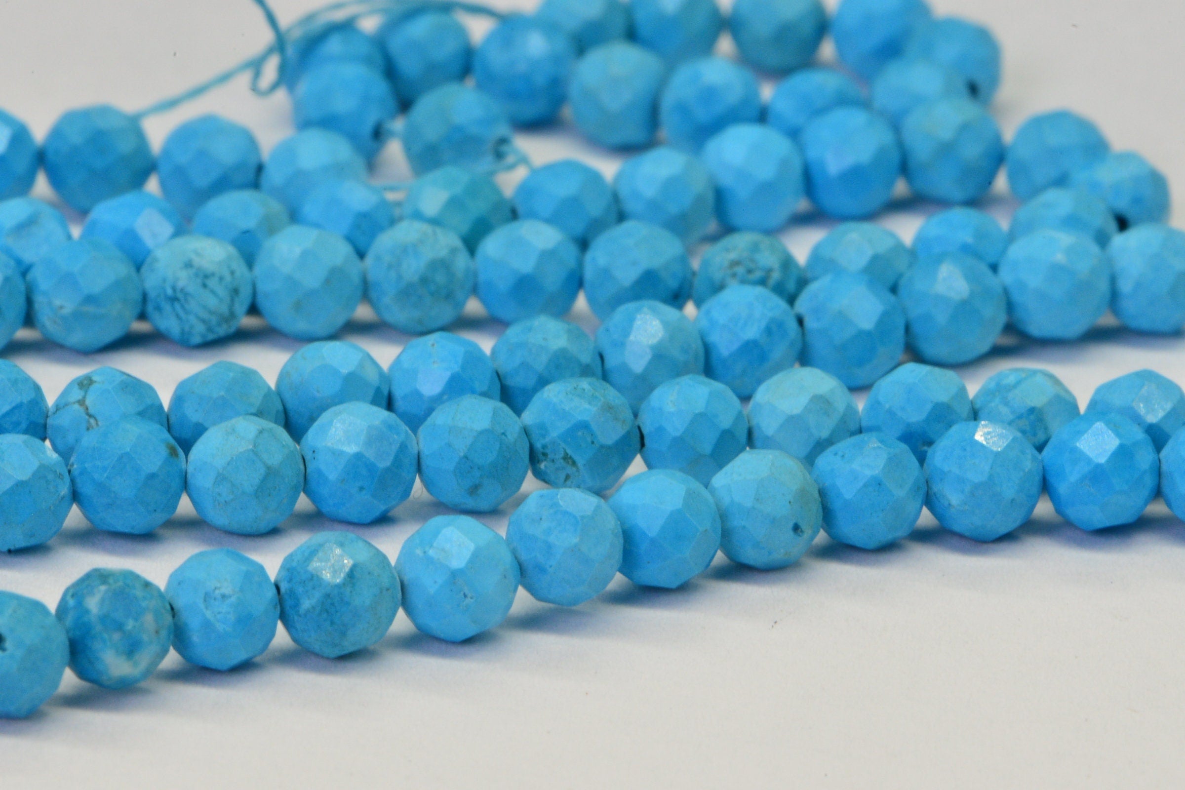 Sleeping Beauty Turquoise Beads: 4mm Faceted Round, 15 inch Strand