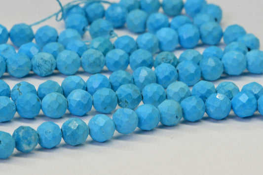 Sleeping Beauty Turquoise Beads: 4mm Faceted Round, 15 inch Strand