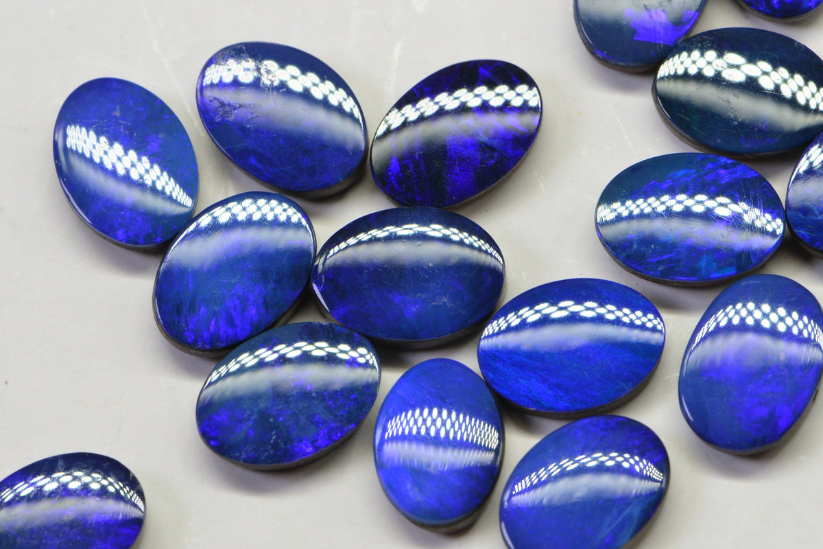 Australian Black Opal Natural Gemstone Cabochons Bright Blue Doublet Boulder Oval 7X5mm