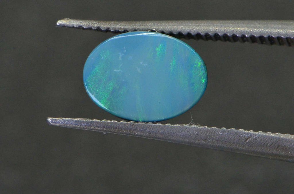 Australian Black Opal Doublet: Teal Blue Gemstone Cabochon (7x5mm)