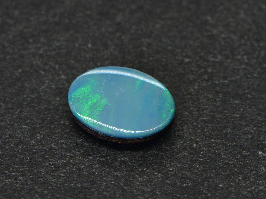 Australian Black Opal Doublet: Teal Blue Gemstone Cabochon (7x5mm)