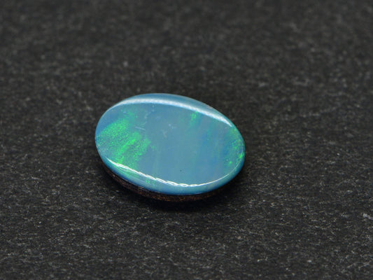 Australian Black Opal Doublet: Teal Blue Gemstone Cabochon (7x5mm)