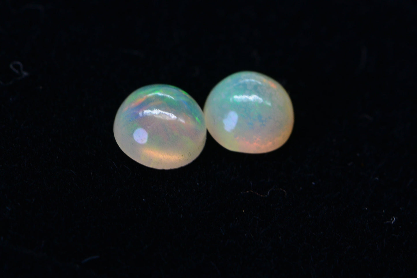 5mm Ethiopian Welo Opal Cabochon Matched Pair: Natural Gemstone Earring Supply