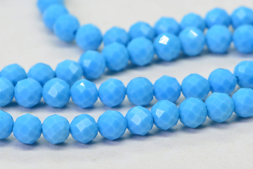 Sleeping Beauty Turquoise Beads: 4mm Round Faceted Sky Blue Strand
