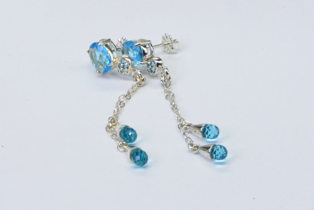 London Blue Topaz Sterling Silver Drop Earrings: AAA Gemstone