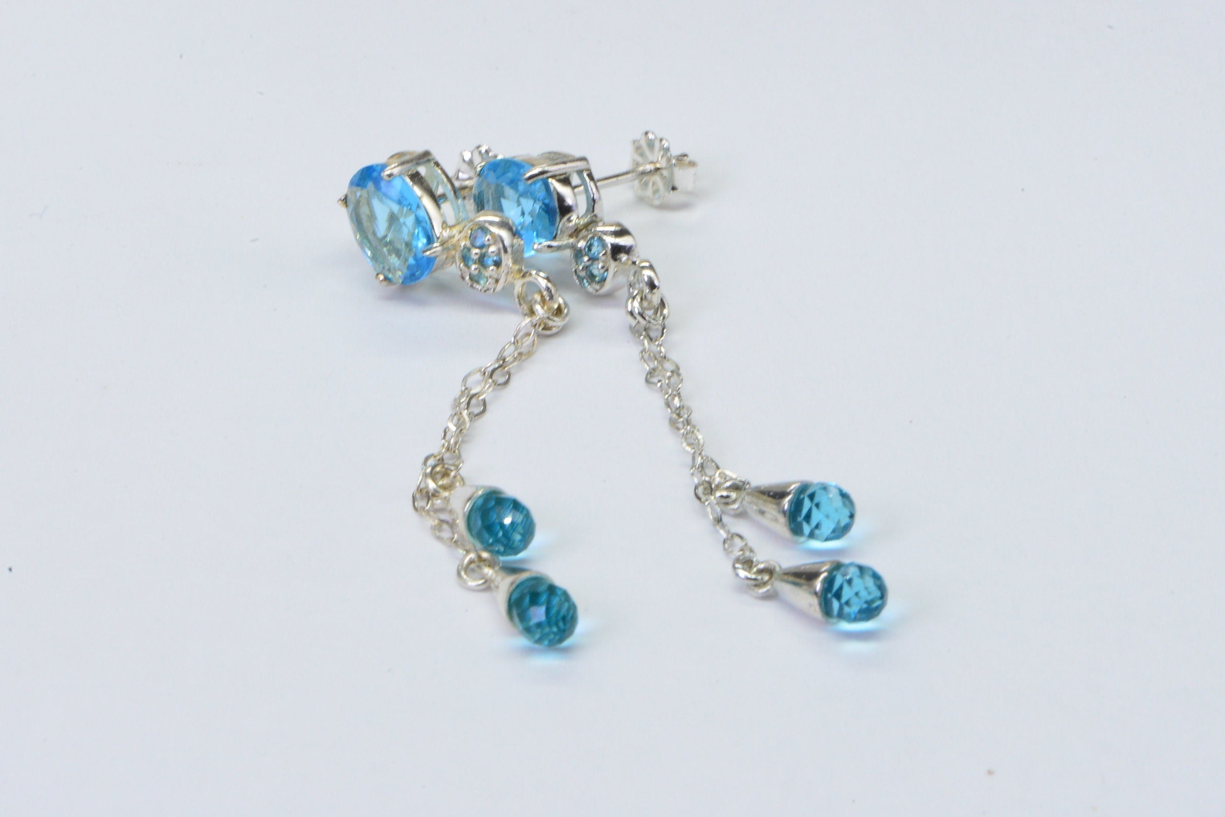 London Blue Topaz Sterling Silver Drop Earrings: AAA Gemstone