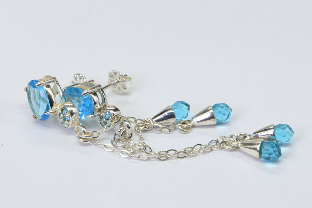 London Blue Topaz Sterling Silver Drop Earrings: AAA Gemstone