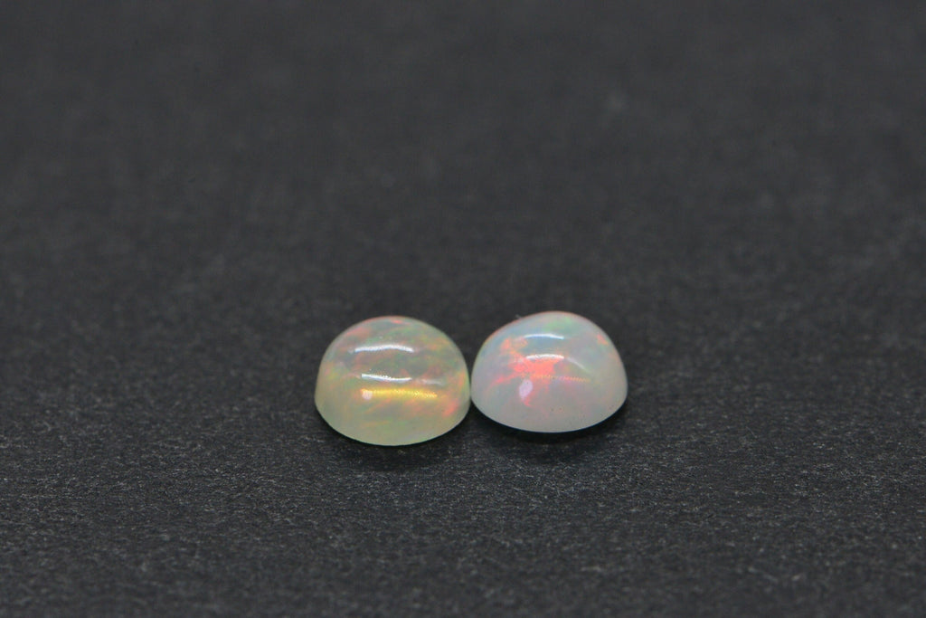 5mm Ethiopian Welo Opal Cabochon Matched Pair: Natural Round Opals