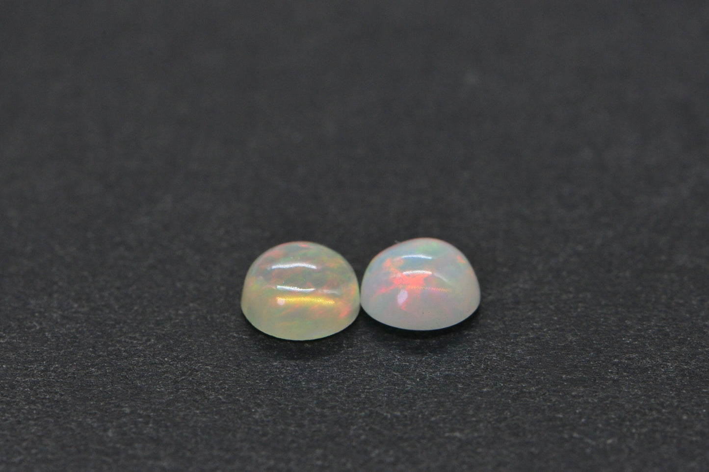 5mm Ethiopian Welo Opal Cabochon Matched Pair: Natural Round Opals