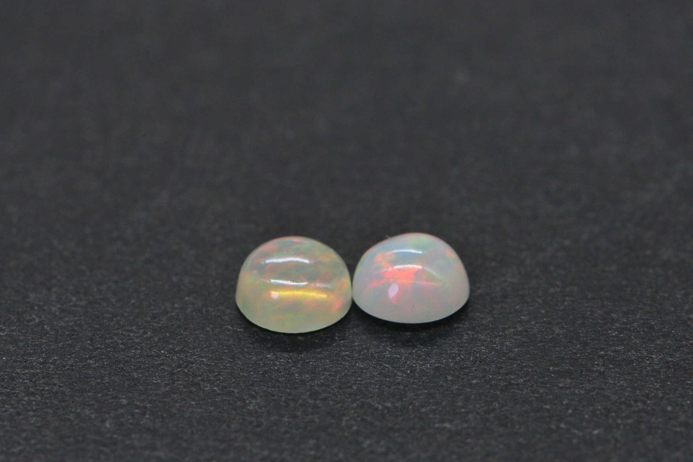 5mm Ethiopian Welo Opal Cabochon Matched Pair: Natural Round Opals