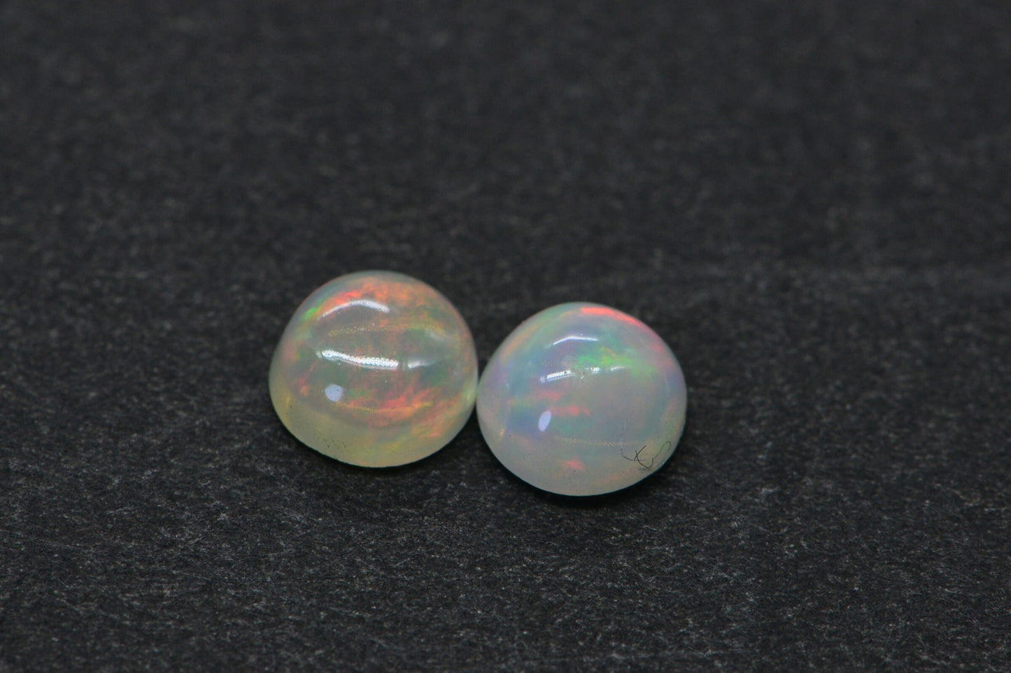 5mm Ethiopian Welo Opal Cabochon Matched Pair: Natural Round Opals