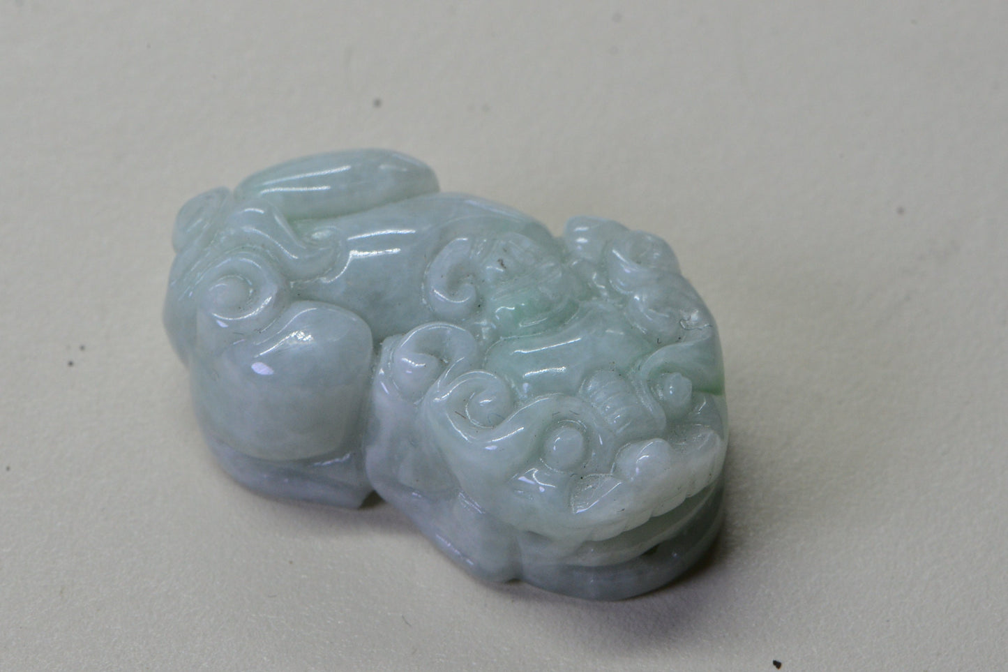 Pixiu Dragon Carved Jadelite Jade Burmese Icy Green