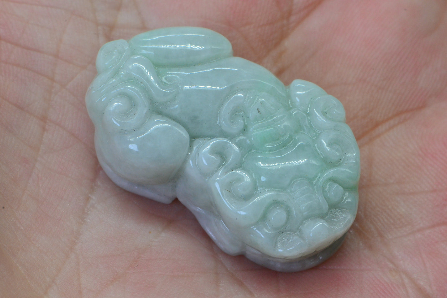 Pixiu Dragon Carved Jadelite Jade Burmese Icy Green
