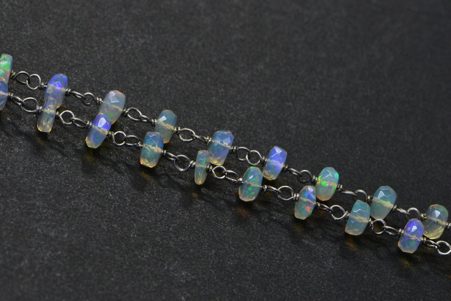 Ethiopian Welo Opal Choker: Sterling Silver Wire Wrapped Necklace