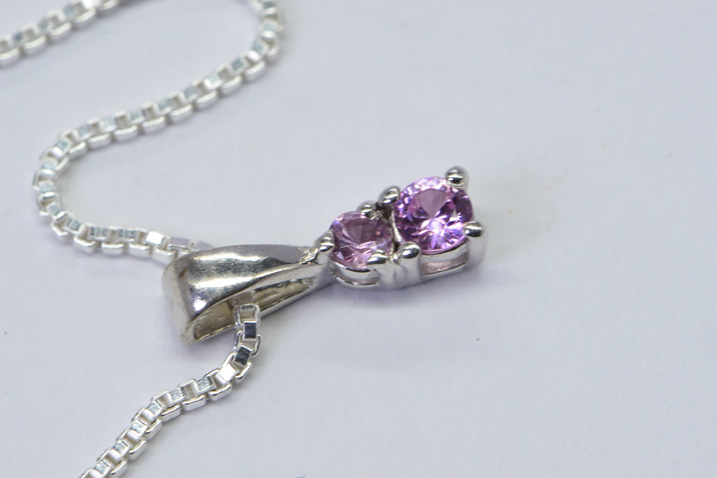 Petite Pink Topaz Sterling Silver Pendant Necklace - 18 inch