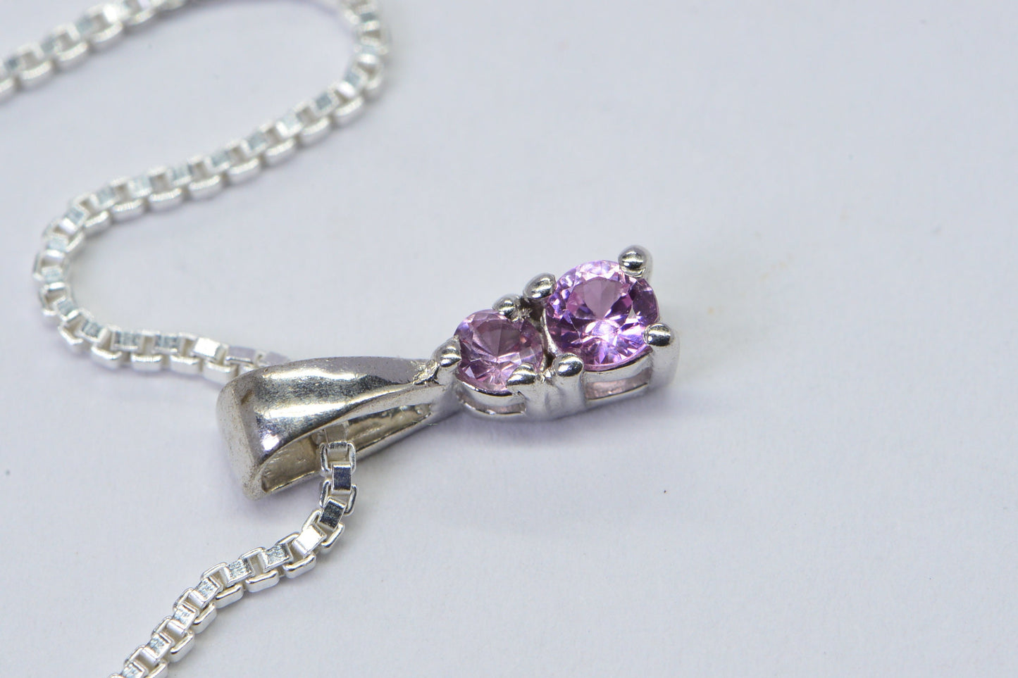 Petite Pink Topaz Sterling Silver Pendant Necklace - 18 inch