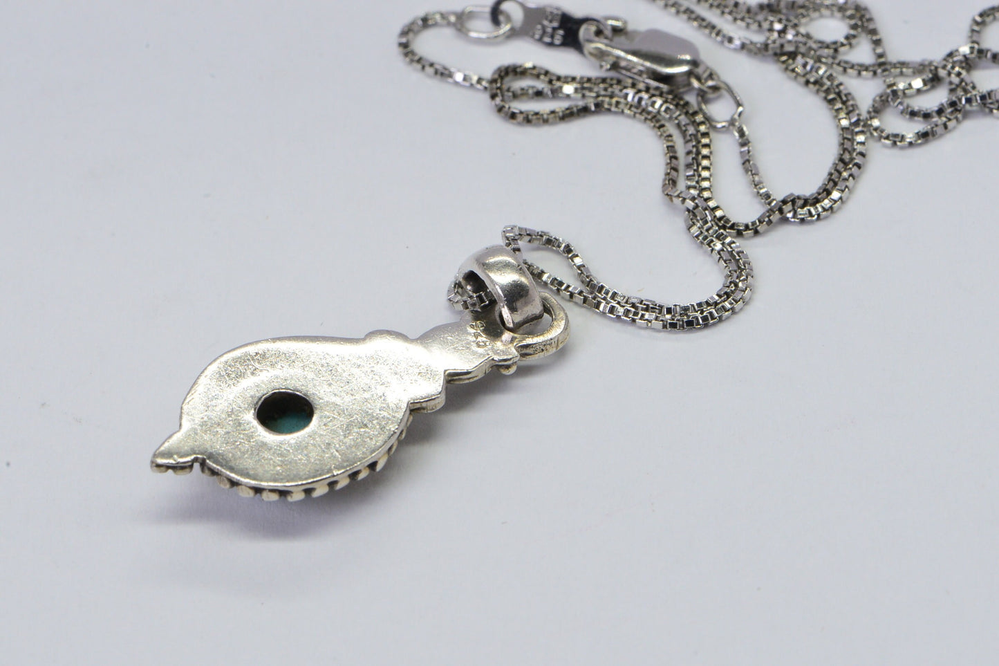 Arizona Sleeping Beauty Turquoise Drop Pendant Bezel Set  Sterling silver Birthstone Charm