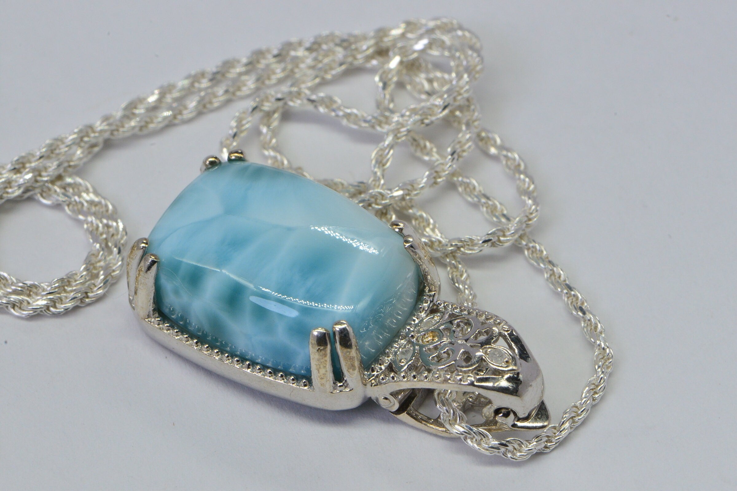 Larimar Sterling Silver Pendant: Dominican Gemstone Jewelry