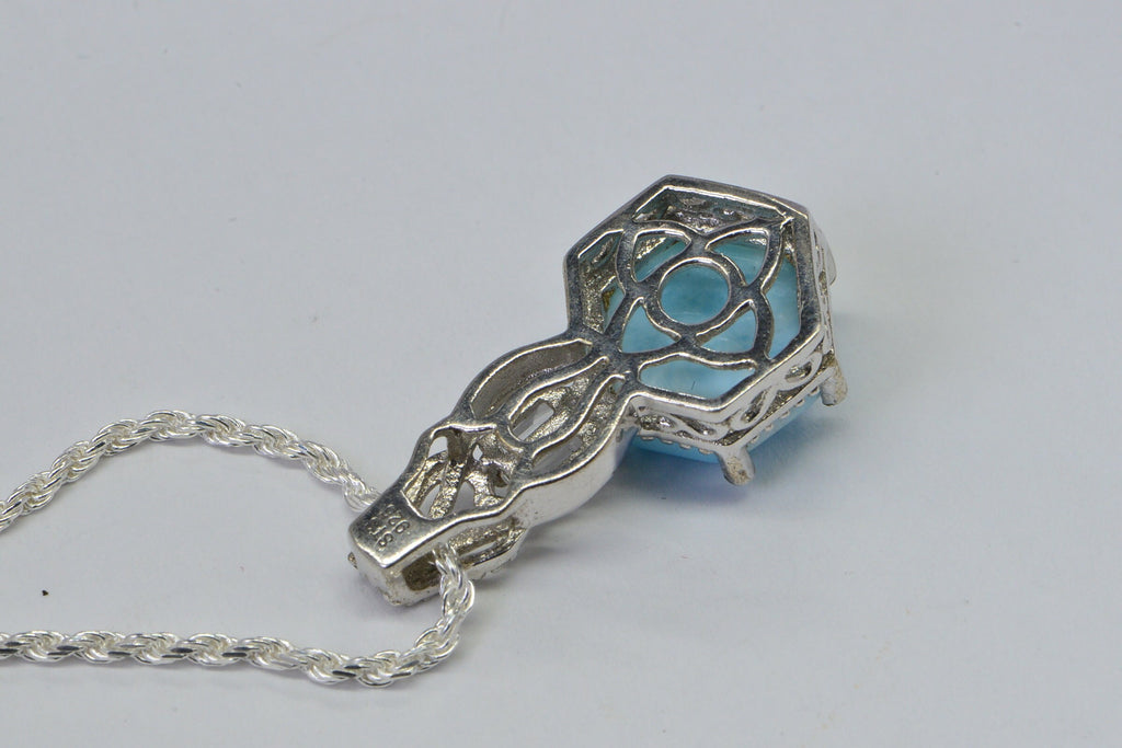 Larimar Pendant: Natural Gemstone Sterling Silver Jewelry
