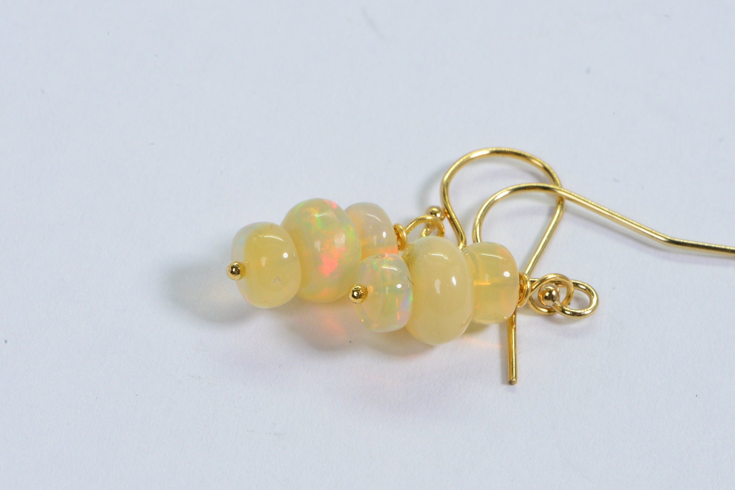 Tiny Ethiopian Opal Earrings: 14k Gold Filled Wire