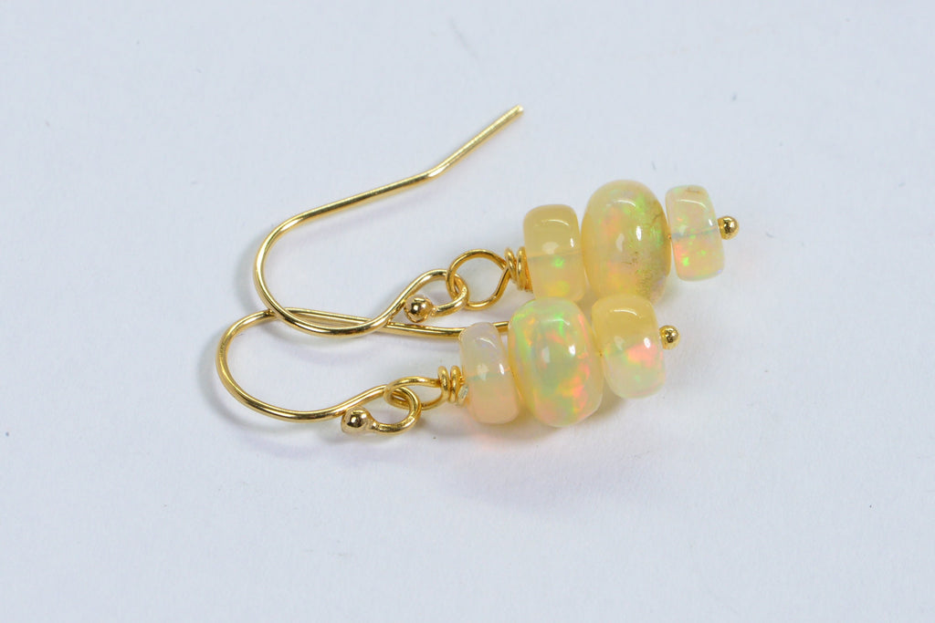 Tiny Ethiopian Opal Earrings: 14k Gold Filled Wire