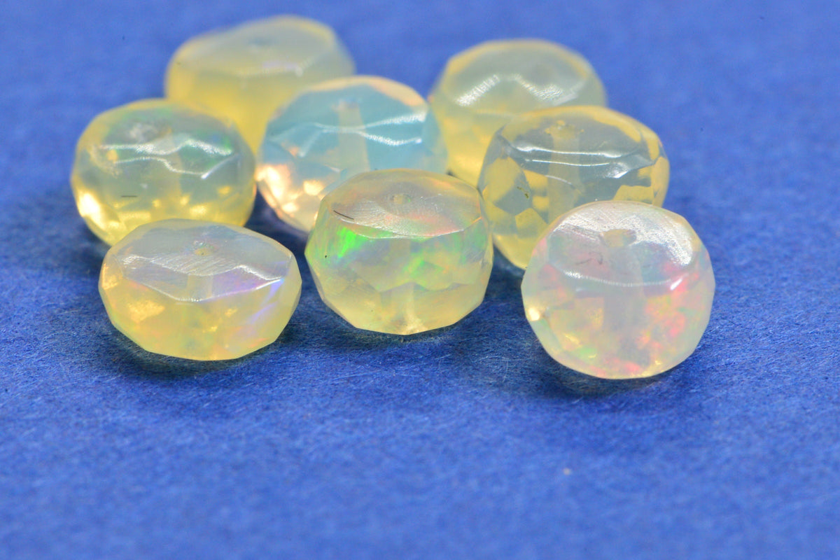 Ethiopian Welo Opal Faceted Rondelle Beads - Natural Gemstone Jewelry Making Supplies