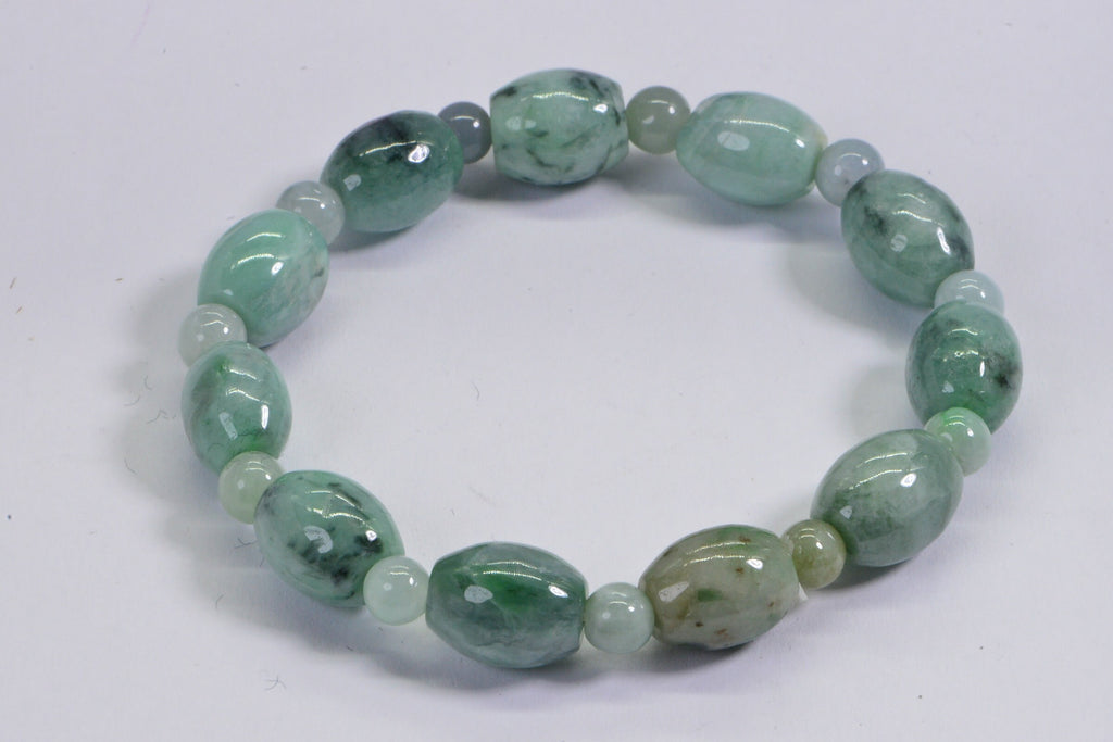 Burmese Jade Barrel Icy Green Genuine Jade Bracelet