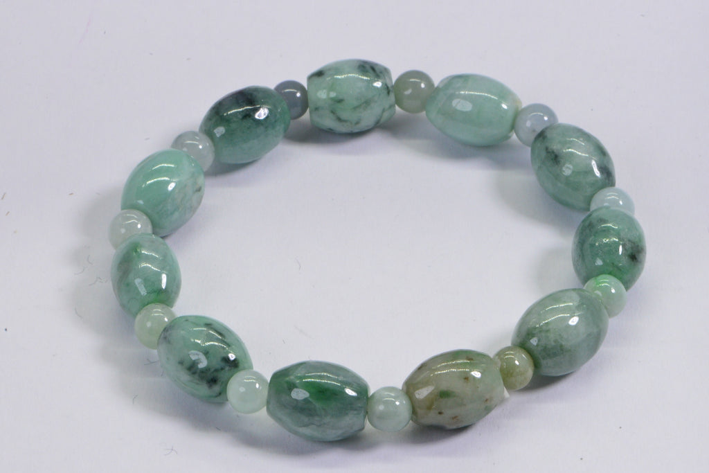Burmese Jade Barrel Icy Green Genuine Jade Bracelet