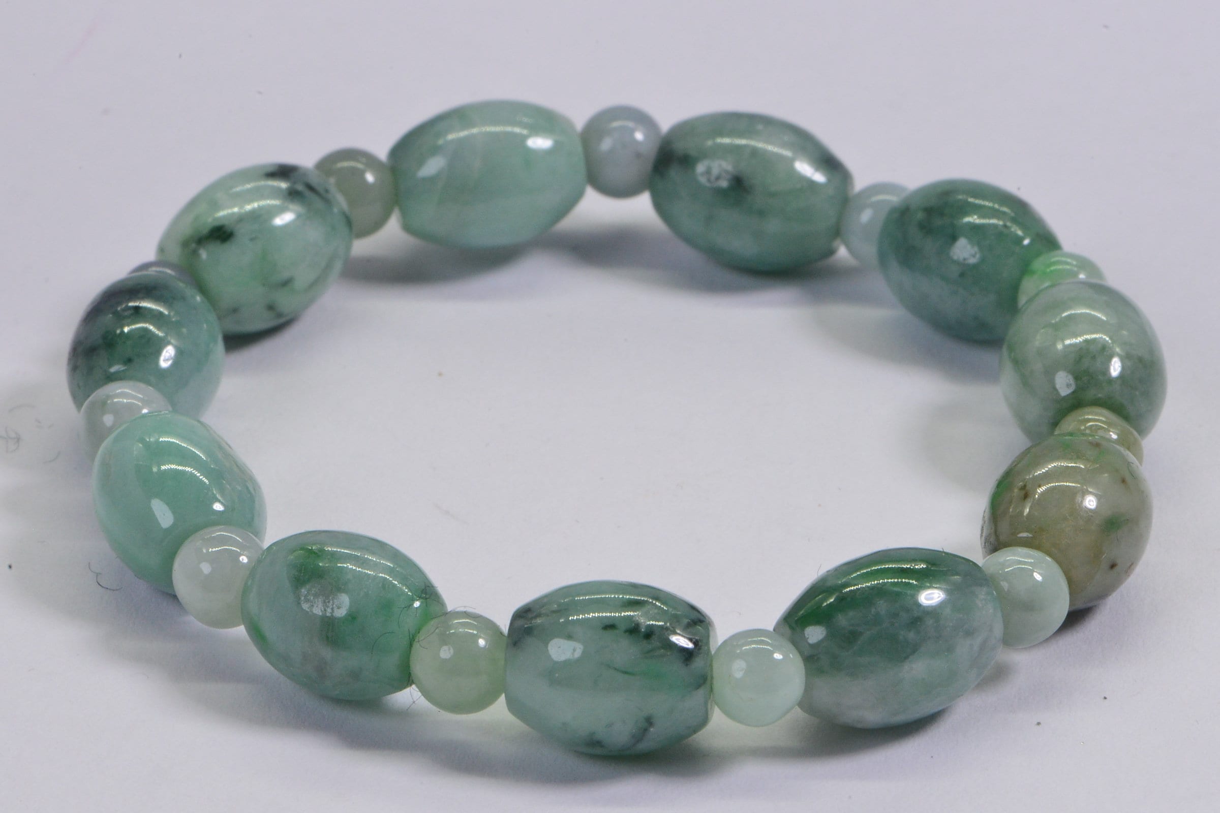 Burmese Jade Barrel Icy Green Genuine Jade Bracelet