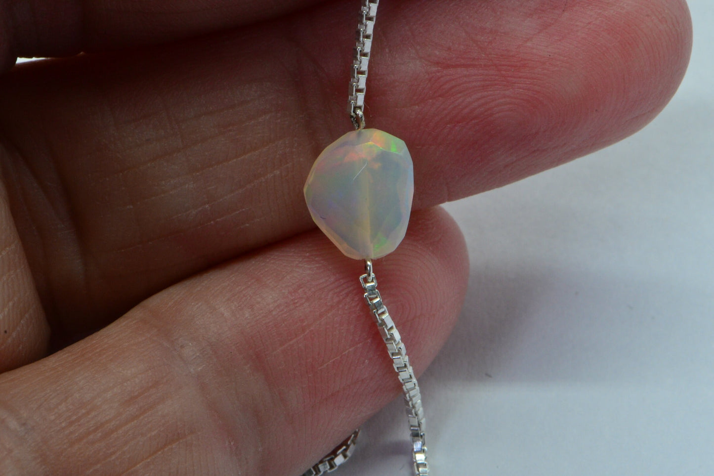 Dainty Ethiopian Welo Opal Necklace: Sterling Silver October Birthstone