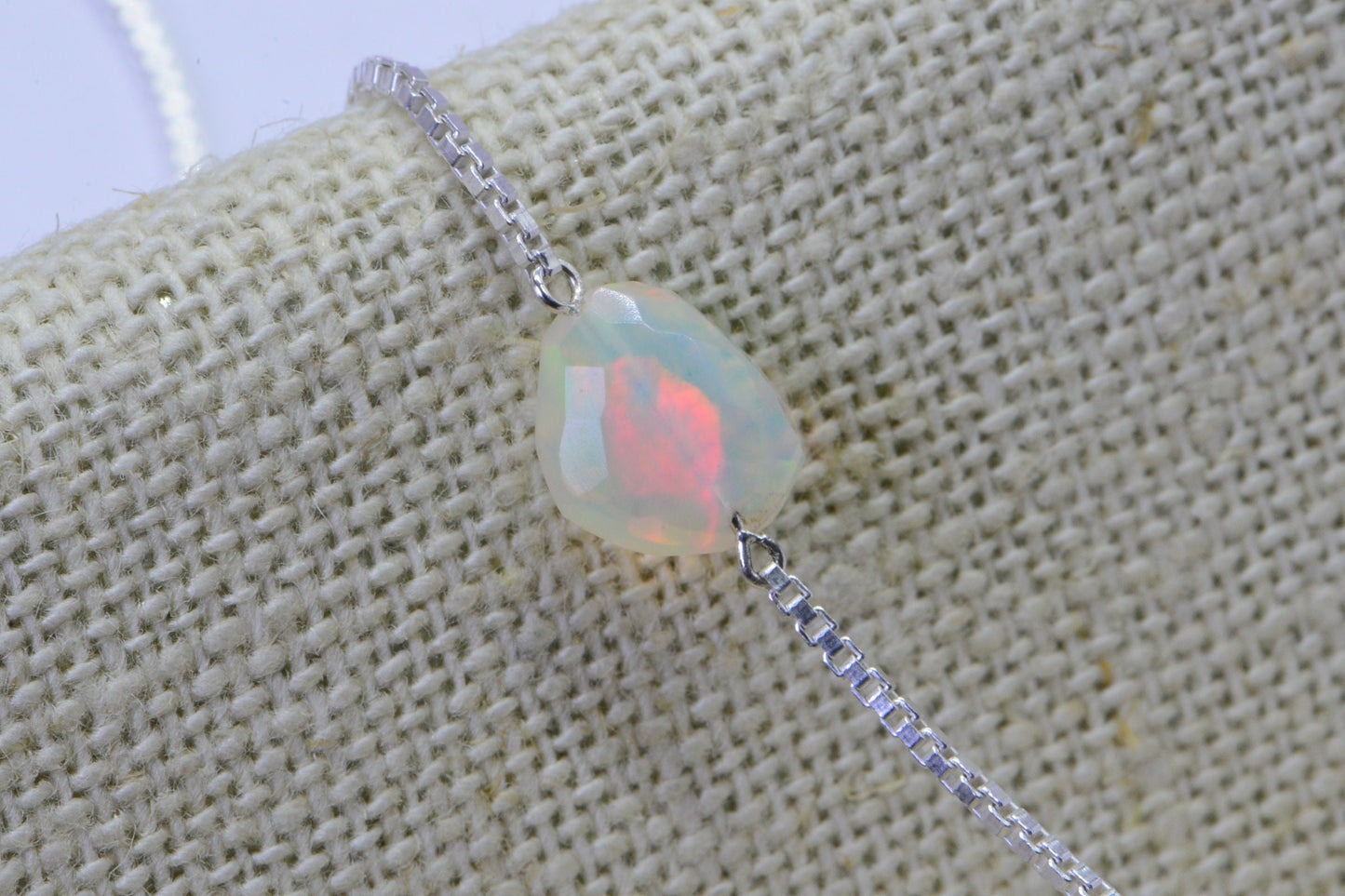 Dainty Ethiopian Welo Opal Necklace: Sterling Silver October Birthstone